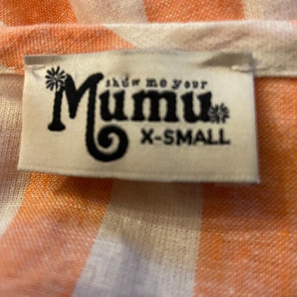 Show Me Your MuMu The Dahli Tunic Dreamsicle Striped Linen, Size Extra Small - Picture 2 of 3